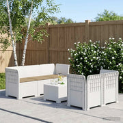 Divano da Giardino 5 Posti con Cuscini Stile Rattan PP Bianco 3443900