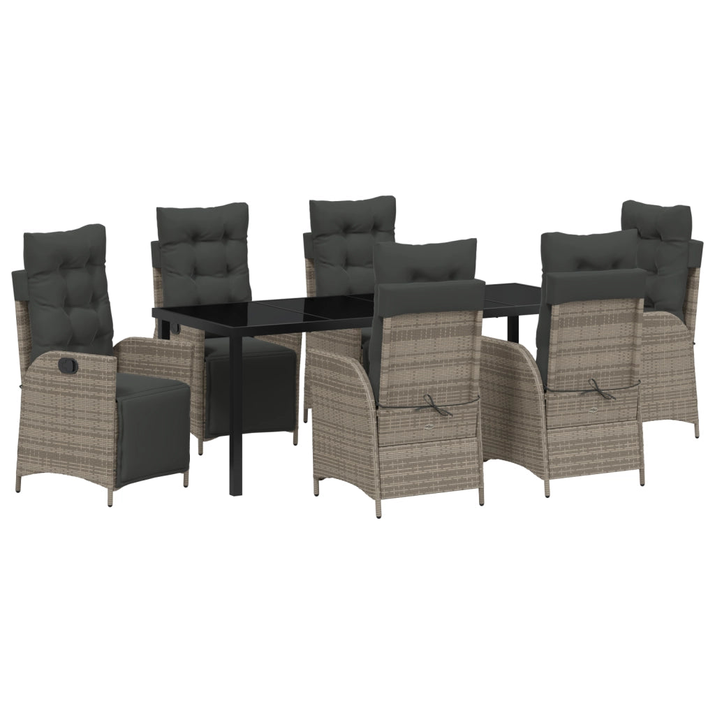 Set da pranzo da giardino in 7 pezzi grigio in polyrattan