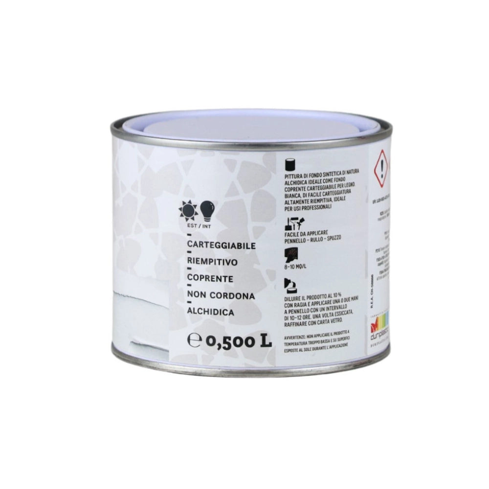 Duriopac fondo opaco carteggiabile per legno smalto bianco *** formato 0,5 l, confezione 1