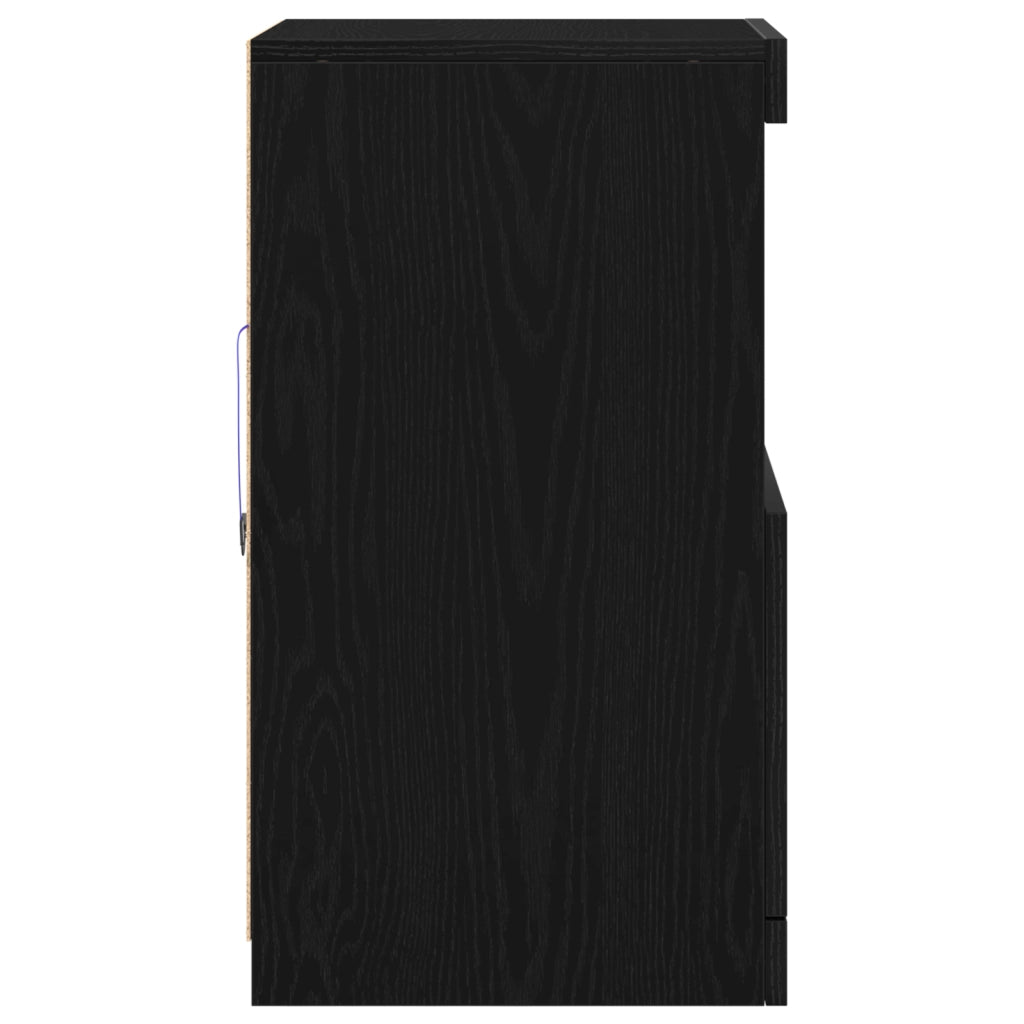 Mobile con luci LED Rovere Nero 41x37x67 cm