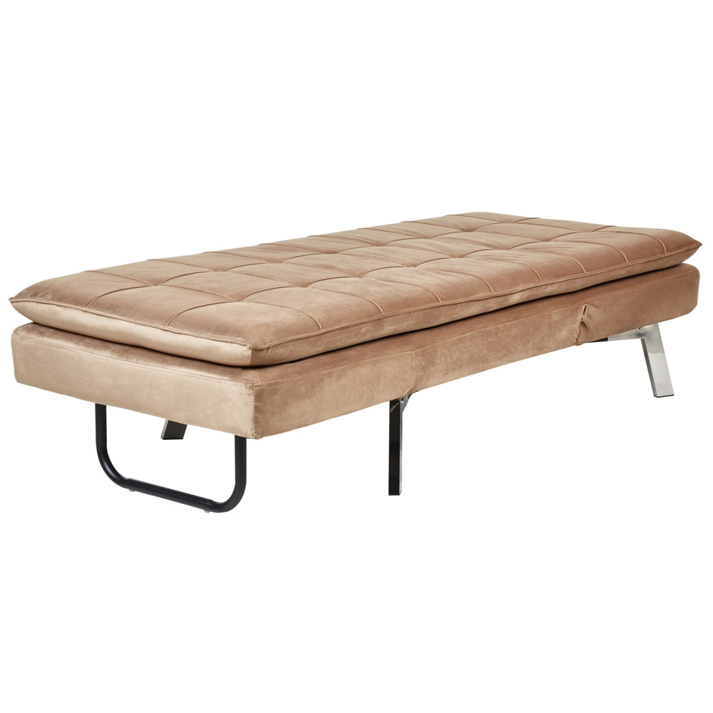 Chaise Longue Velluto marrone chiaro e Poggiapiedi Regolabili Moderna Glamour