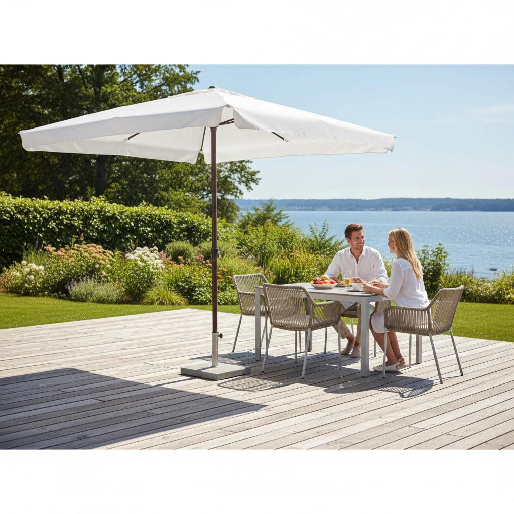 Ombrellone Quadrato da Giardino 3x3 m Palo Ø48 mm Struttura in Acciaio Esterno Bianco