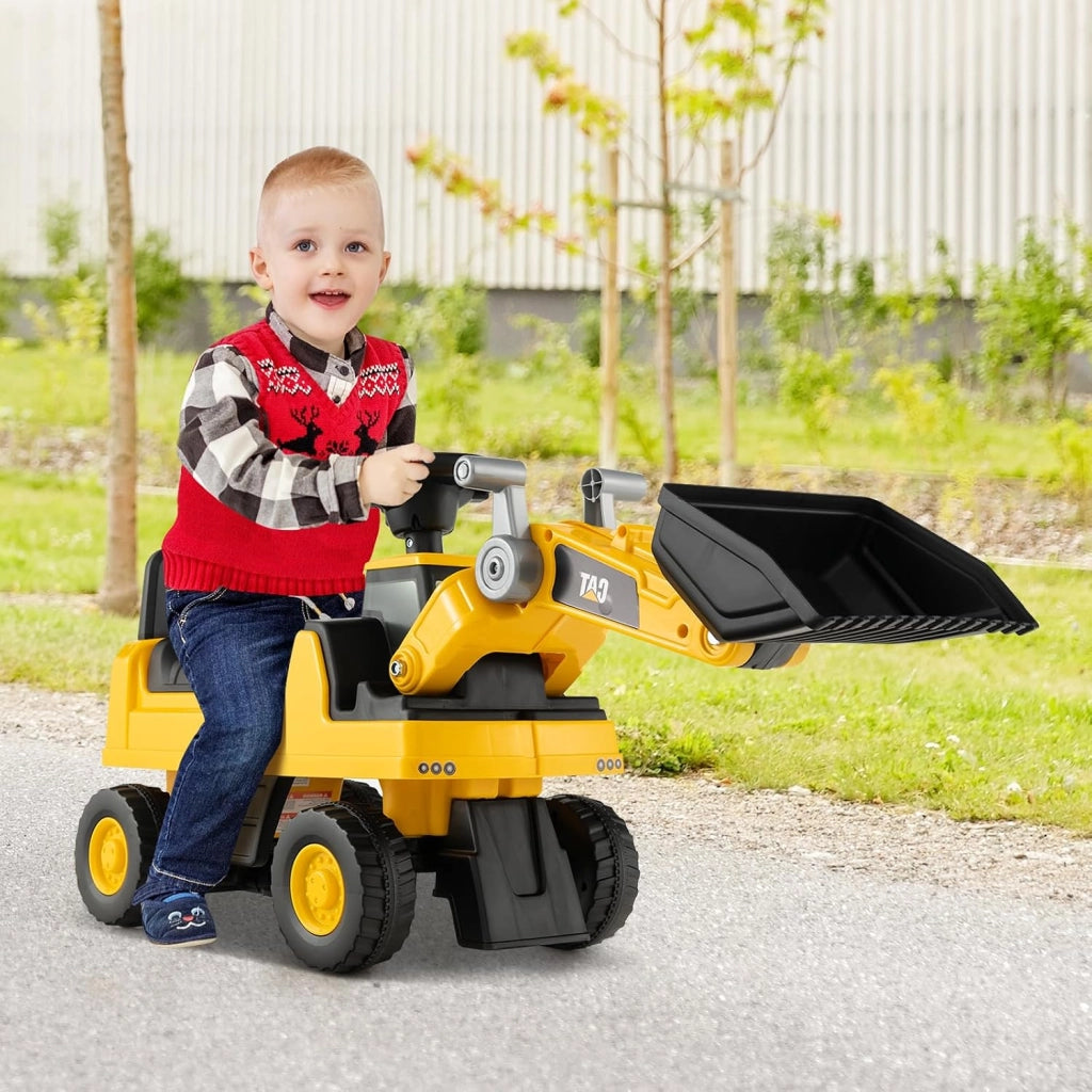 Escavatore per bambini, con pala girevole, auto antiscivolo con clacson, spazio nascosto e protezione antiribaltamento, escavatore per sedersi fino a 25 kg, portata per bambini a partire da 1