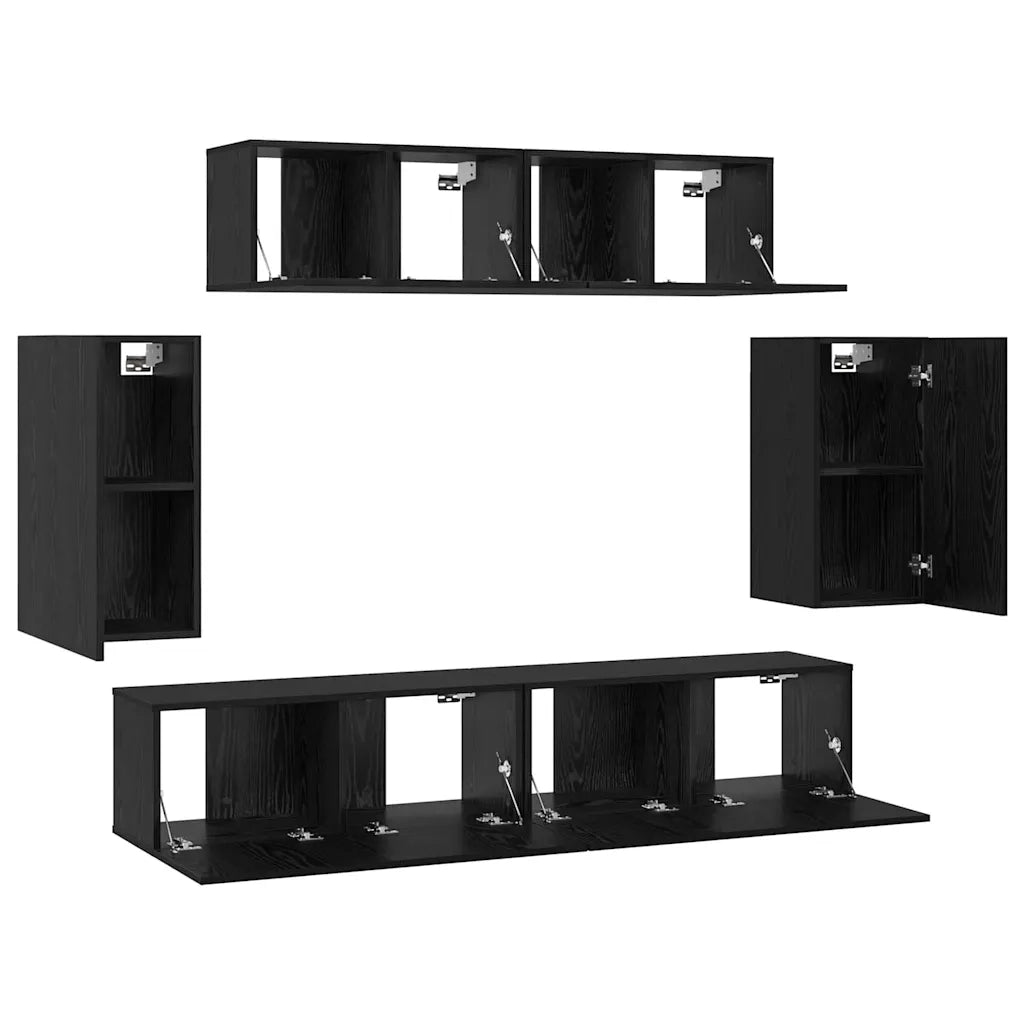 Set mobile TV 6 pcs Rovere Nero Legno multistrato 3393433