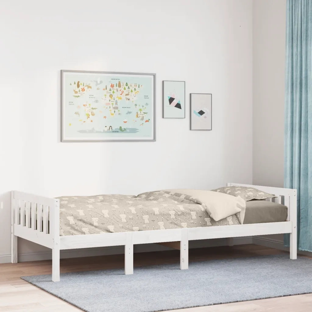 Letto per Bambini senza Materasso-Struttura Letto Bianco 75x190cm Massello Pino