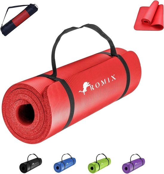 Mat di yoga, 15 mm, (183 x 80 cm) spesso, morbido tappeto per ginnastica, antiscivolo, cuscinetto ecologico, tappeto per fitness per signore e signora, pilates, meditazione, allenamento, a casa, palestra, all'aperto, stimolante