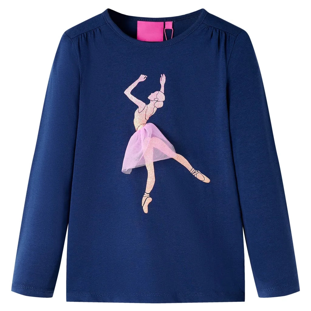 Maglietta da Bambina Maniche Lunghe Blu Marino 104cod mxl 117202