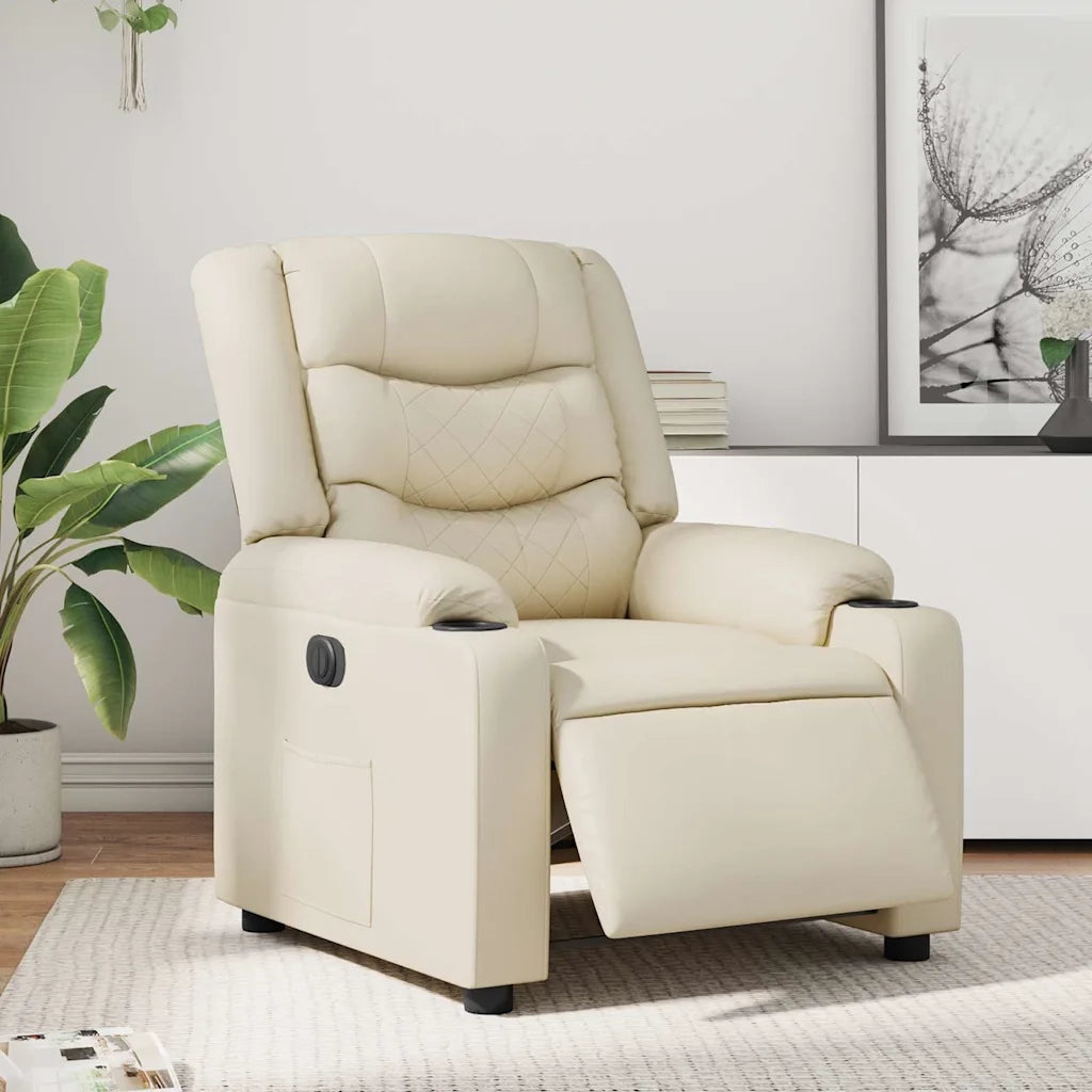 Divano Sedia-Poltrona Reclinabile Elettrica Crema in Similpelle 372418
