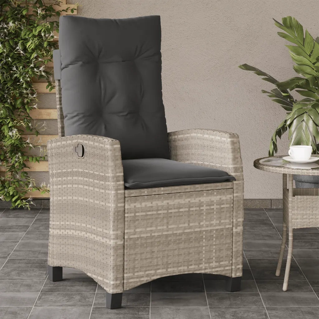 Sedie Reclinabili Giardino 2pz Cuscini Grigio Chiaro Polyrattan 365222