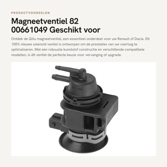 Valvola solenoide 100% nuovo - Adatto per Renault Clio - Dacia Logan - Dacia Sandero - Dacia Pulitore di polvere - Materiale plastico - Valvola a clessidra