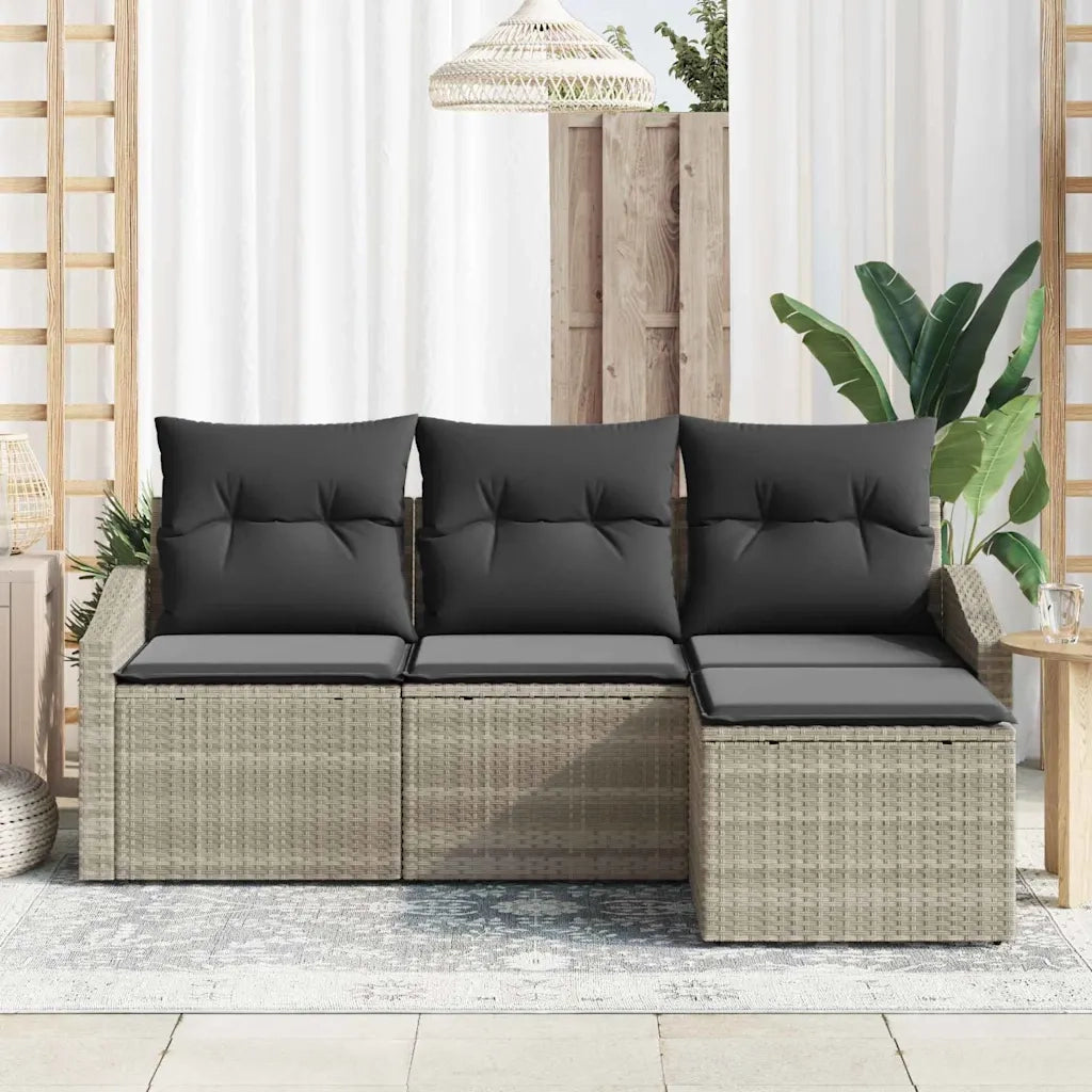 Set di divani con cuscino 4 pcs Grigio chiaro polyrattan 3346672