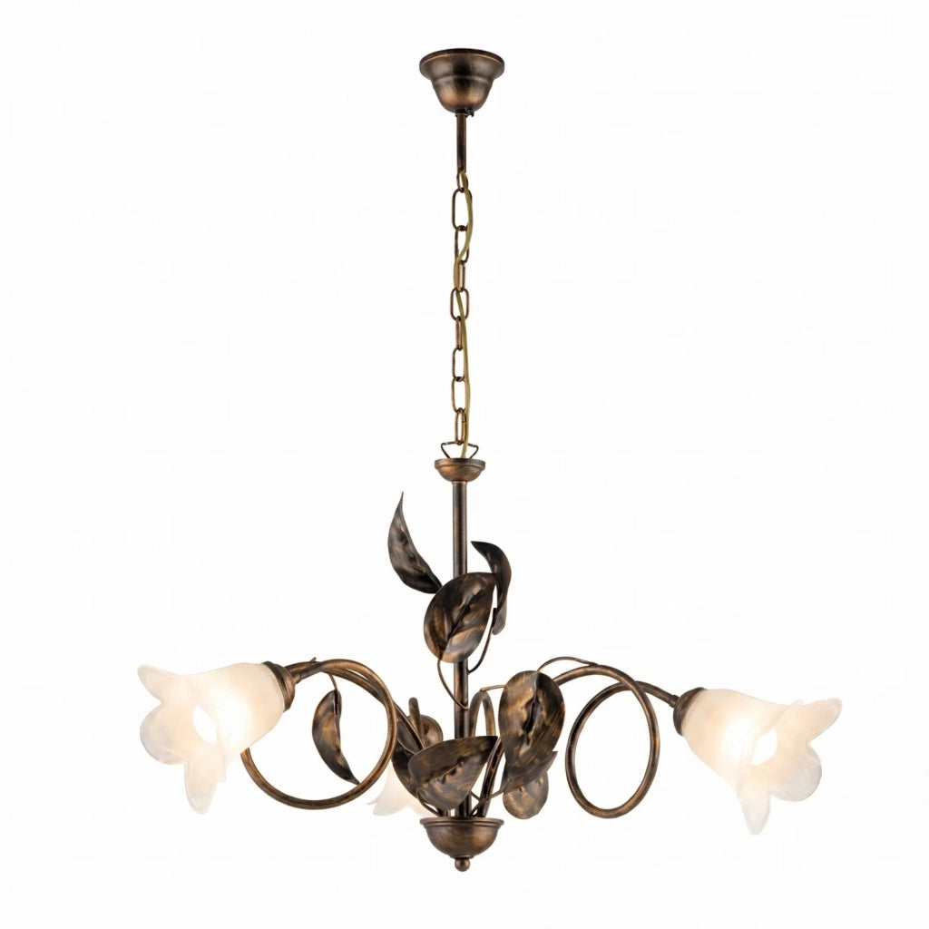 Lampadario Arte Povera Limone 3 Luci Marrone e Bianco LuceArt Classic