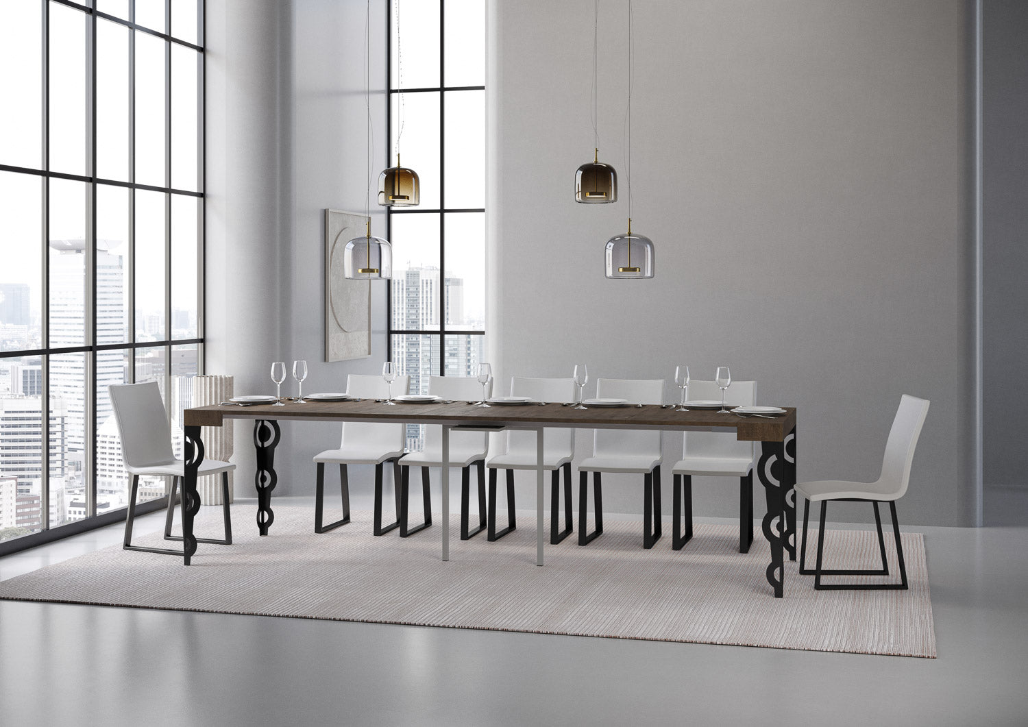 Consolle Allungabile 90-300x40x77 cm in Nobilitato Marrone