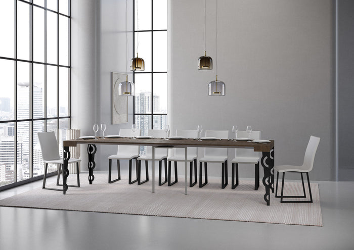 Consolle Allungabile 90-300x40x77 cm in Nobilitato Marrone