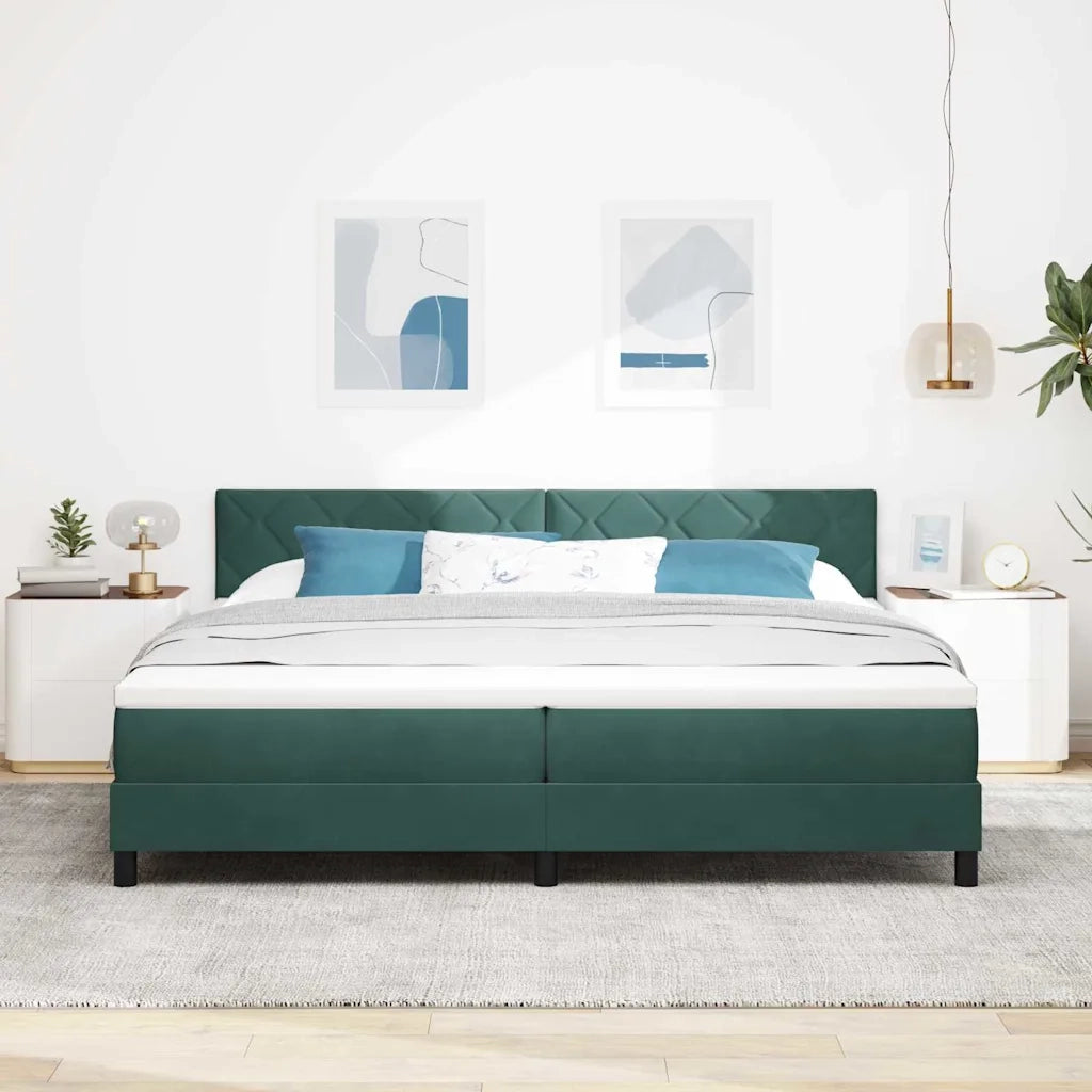 Letto a molle con materasso Verde Scuro 200 x 200 cm Velluto 3339263