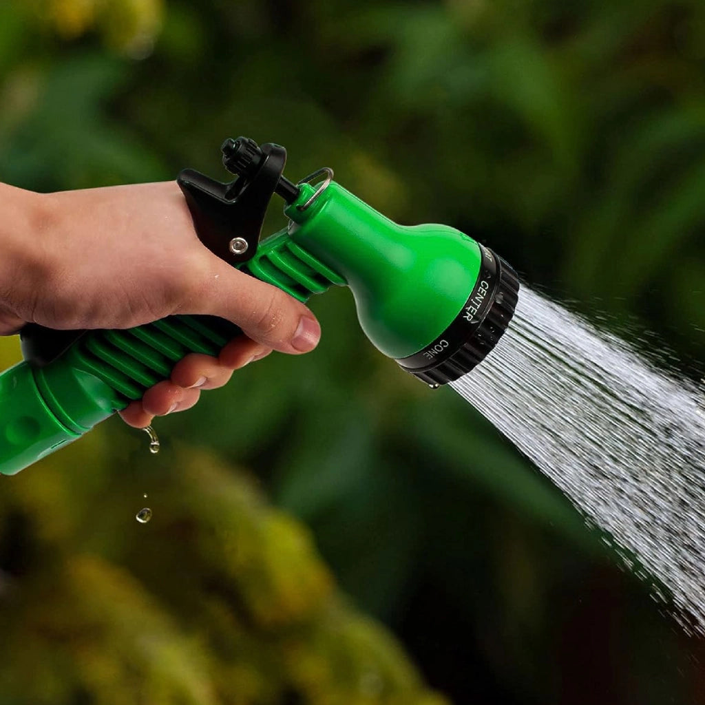 Tubo Irrigazione con Supporto Avvolgitubo e Pistola Multifunzione 10 m / 15 m Kit Irrigazione Compatto da Giardino con Raccordi 15 Metri