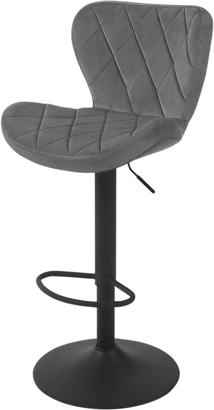 Seduta Alta Regolabile in Altezza - 360° Girevole - Pelle - Grigio Scuro - Con Schienale e Supporto Pedale - Design Ergonomico - Per Bar, Bistro, Cucina o Sala da Pranzo - Stabile e Comodo