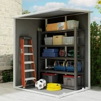 Casetta da Giardino con Finestra e Doppia Porta, in PP e Alluminio, 122x149x192 cm, Grigio