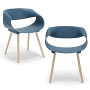 Set 2 sedie in polipropilene DILETTA con gambe in faggio, resistente ai raggi UV, design moderno, ideale per sala da pranzo, cucina, sala d’attesa, bar, ristoranti, colore Petrolio