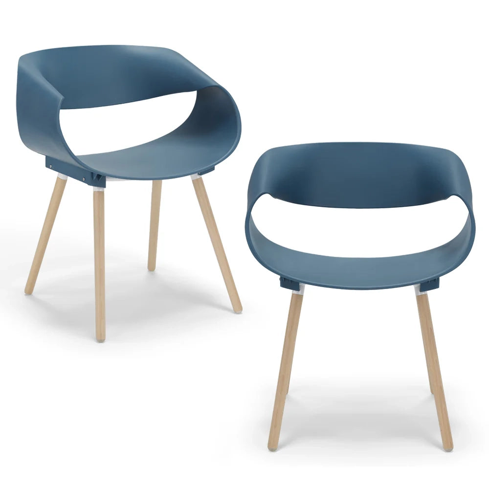 Set 2 sedie in polipropilene DILETTA con gambe in faggio, resistente ai raggi UV, design moderno, ideale per sala da pranzo, cucina, sala d’attesa, bar, ristoranti, colore Petrolio
