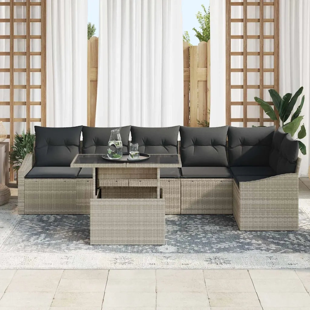 Set Divano da Giardino 7 pcs Grigio chiaro polyrattan 3349018