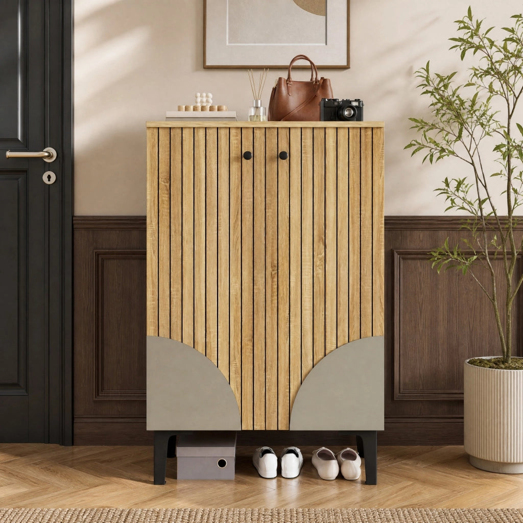 SCARPIERA 60 x 32 x 94 cm in MDF, truciolare e PVC, naturale