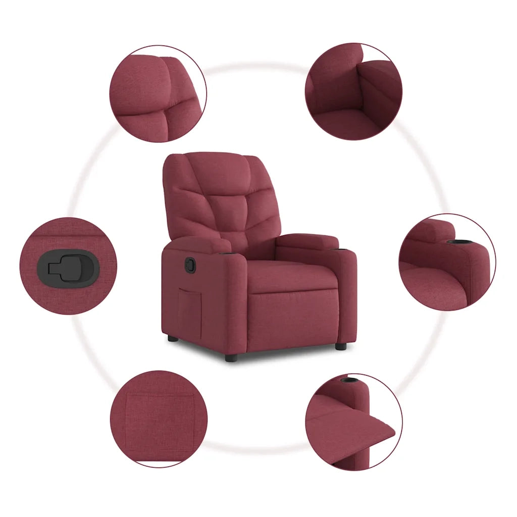 Divano Sedia-Poltrona Reclinabile in Tessuto Rosso Vino 828165