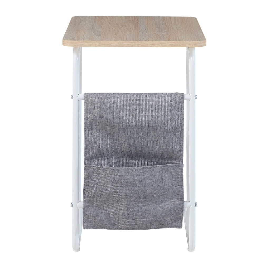 Tavolino Basso Dyrøy 56 x 48 x 37 cm Bianco / Effetto Rovere [en.casa]