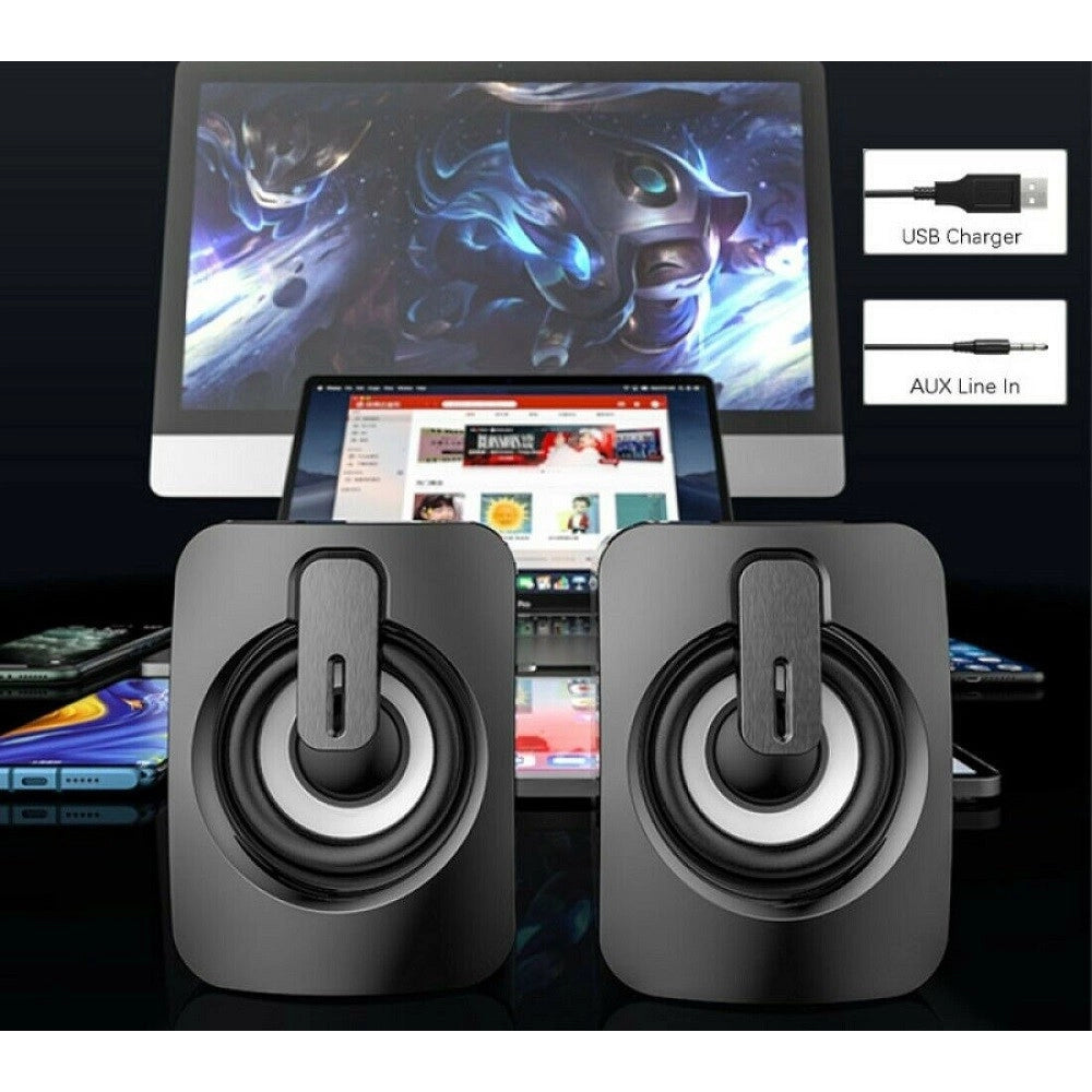 Trade Shop - Casse Audio 2.0 Aux Usb Altoparlanti Luce Rgb Per Pc Notebook 6 W X 2 Ab-d390 -