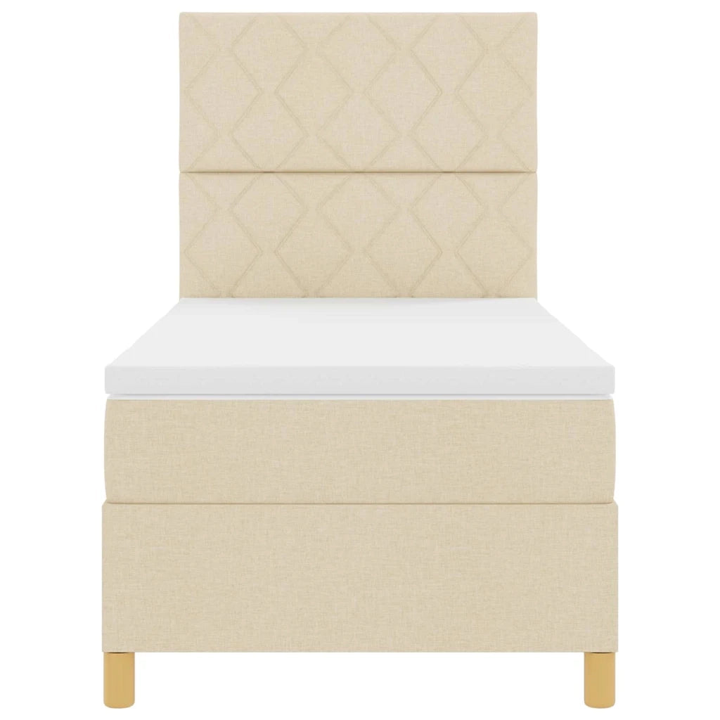Letto a molle con materasso Crema 90 x 190 cm Tessuto 3343143