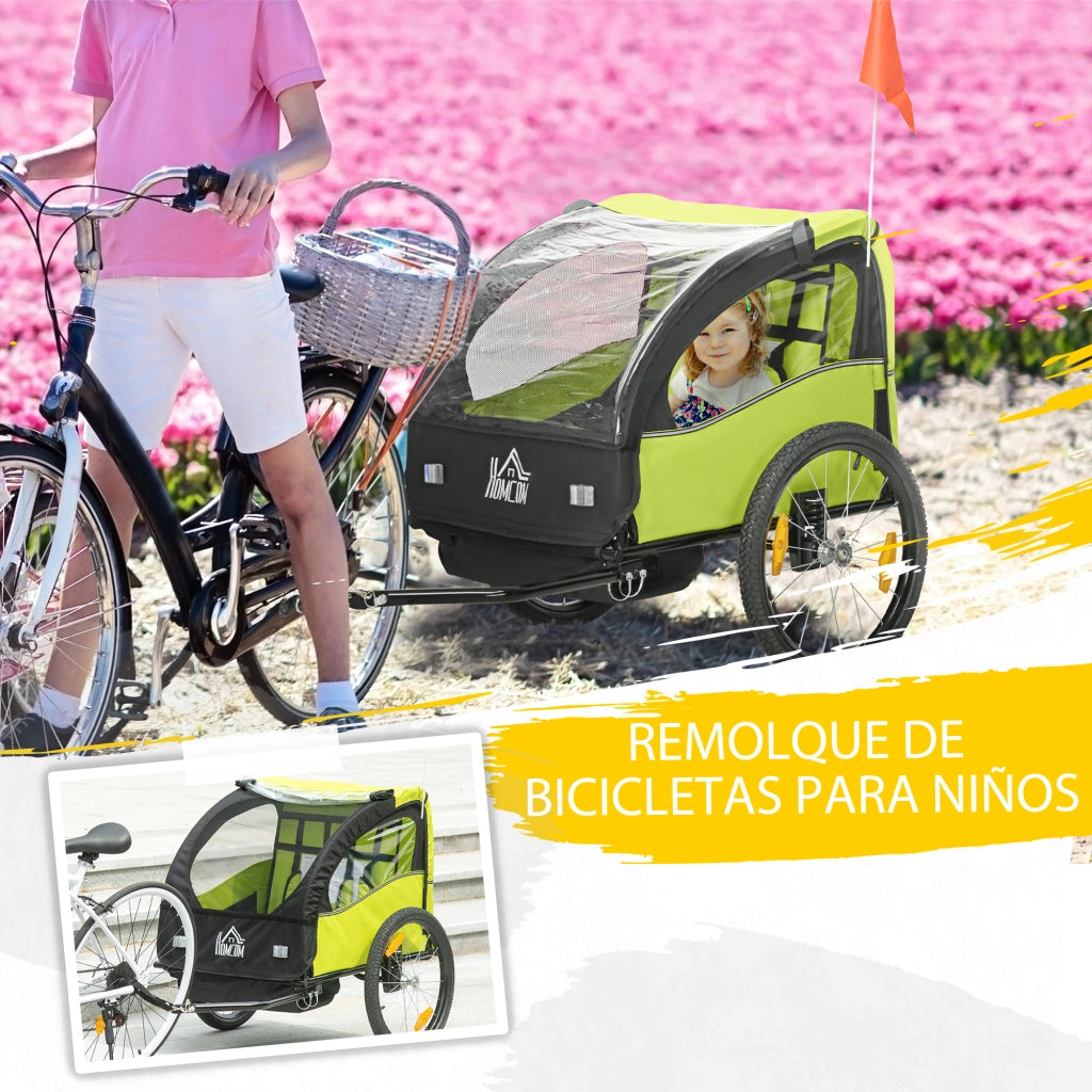 Carrello Bicicletta Bambini ¨C Zephmum ¨C Verde 140x88x90 cm