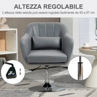 Sedia per Scrivania Girevole con Altezza Regolabile Cuscino Lombare, Tessuto Tecnico, Grigio