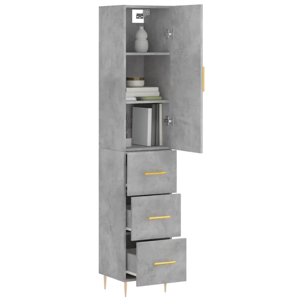 Credenza | Madia | Buffet da pranzo | Armadio da pranzo Grigio Cemento 34,5x34x180 cm in Legno Multistrato