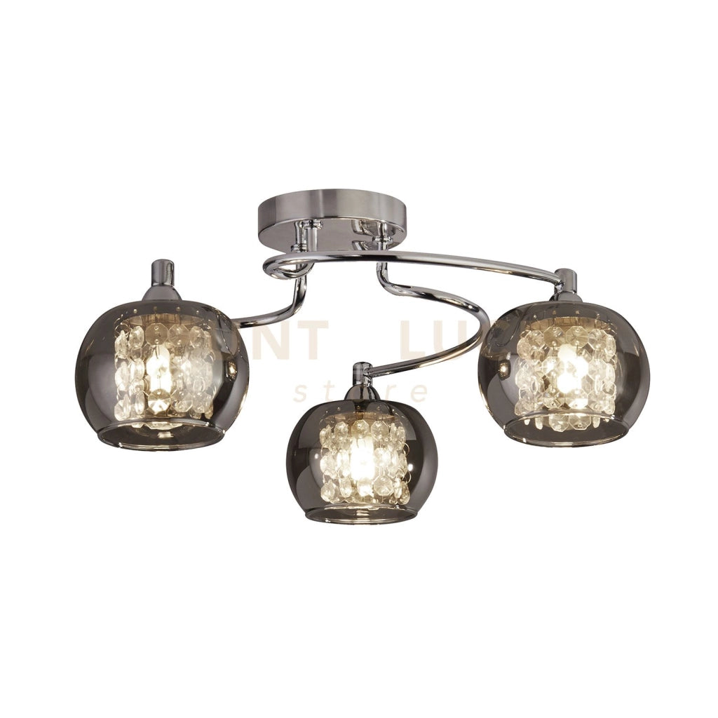 Lovell 3Lt Flush - Metallo cromato, vetro fumé e cristallo