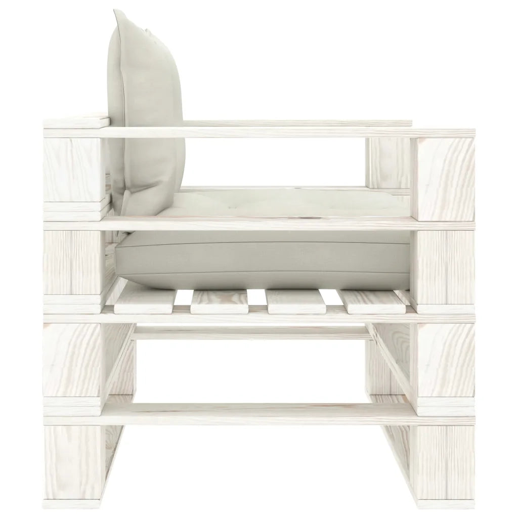 Poltrona da Giardino Pallet con Cuscini Beige in Legno 3052420