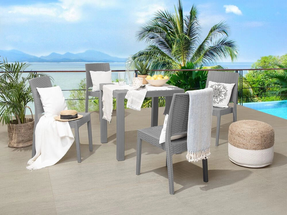 Tavolo da pranzo da giardino grigio chiaro 80 x 80 cm 4 posti quadrato minimalista