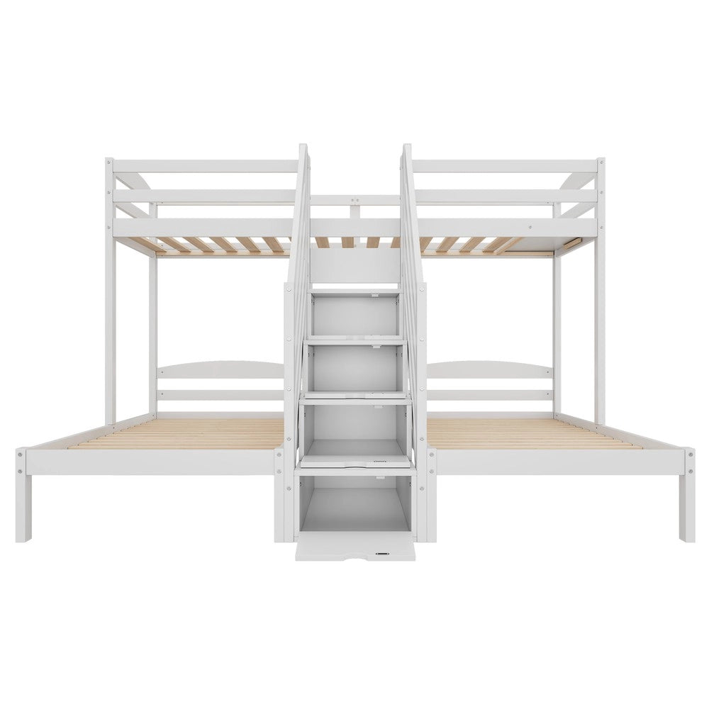 Letto a Castello 3 Posti con Cassetti ¨C MINIMAL ¨C Pino Bianco 90x200