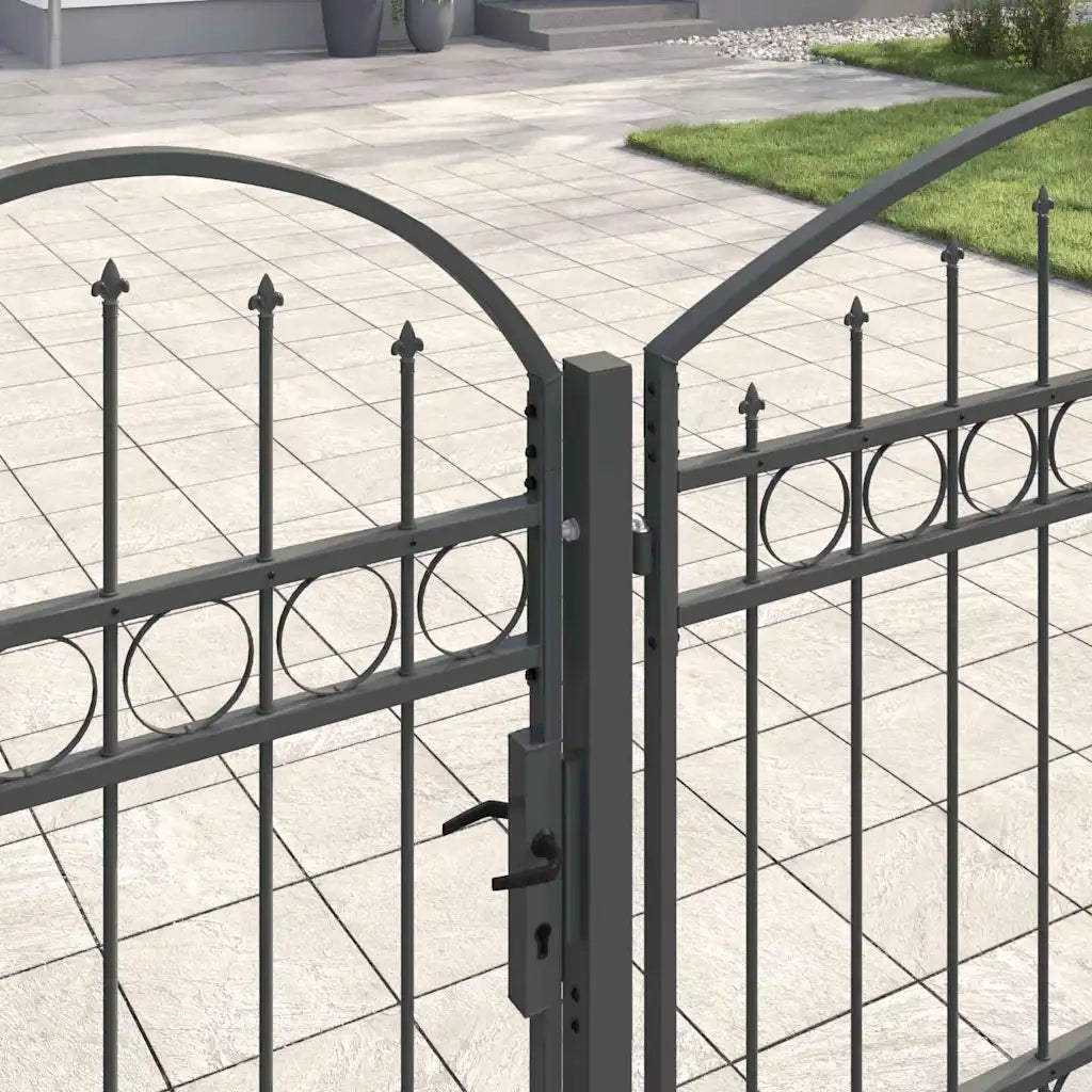 Cancello da Giardino con Parte Superiore Arcuata Assen Grigio 42008959