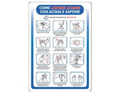 CARTELLO COME LAVARSI LE MANI- - cm.35x50h. in plastica - 10 pezzi
