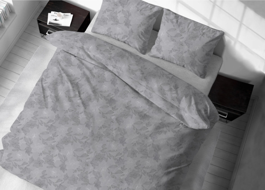 Sacco Copripiumino In 100% Cotone Made Italy Disegno Moderno Lily - Piazza E Mezza - Grigio