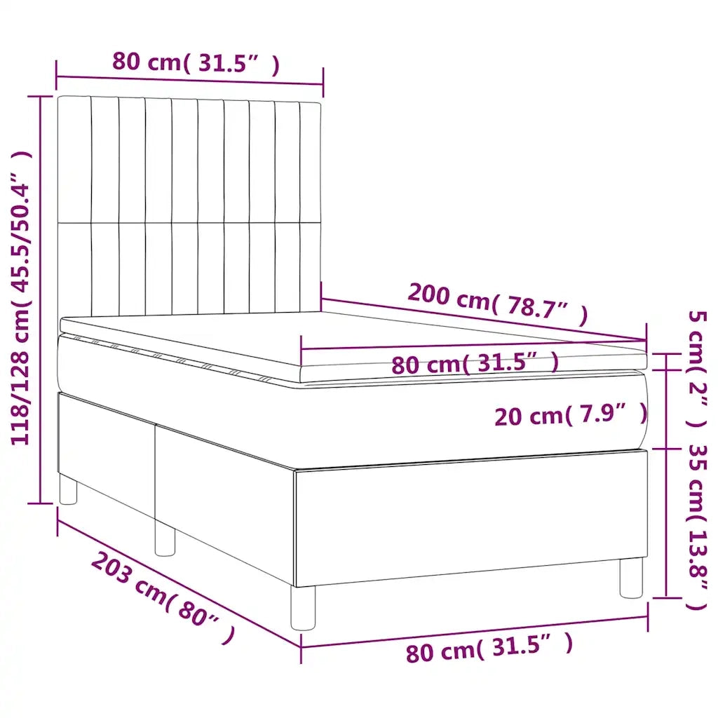 Giroletto a Molle con Materasso Blu Scuro 80x200 cm in Velluto 3143113