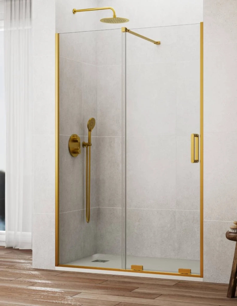 Porta doccia scorrevole 1+1 CIRENE (KENNA) 155 cm Profilo Oro Barra Perpendicolare