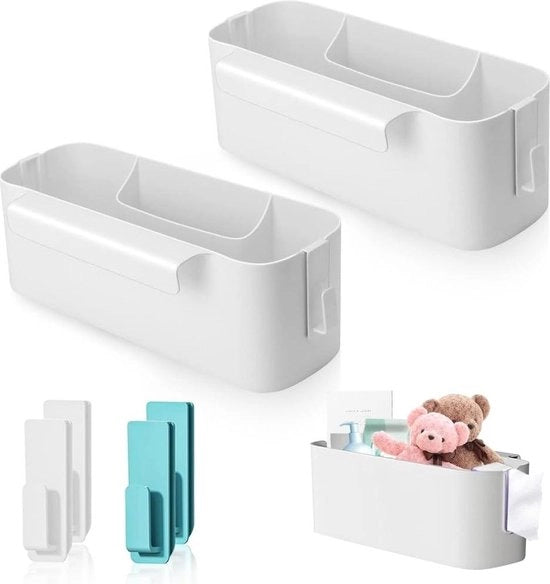 Due organizzatori da parete per caddy notturno - contenitore per libri, riviste e giocattoli - contenitore per smartphone e cuffie - organizzatore da letto.