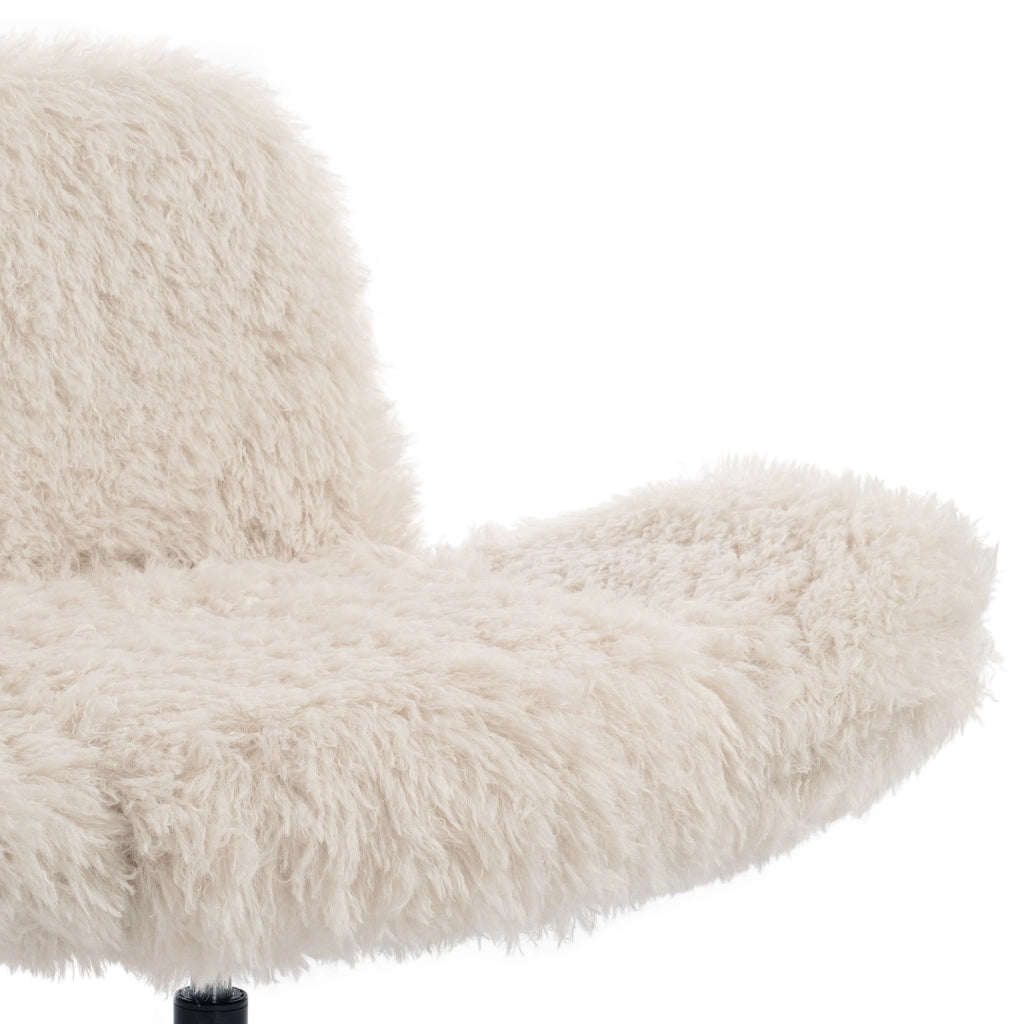 Sedia da ufficio beige in tessuto e lana con braccioli pieghevoli