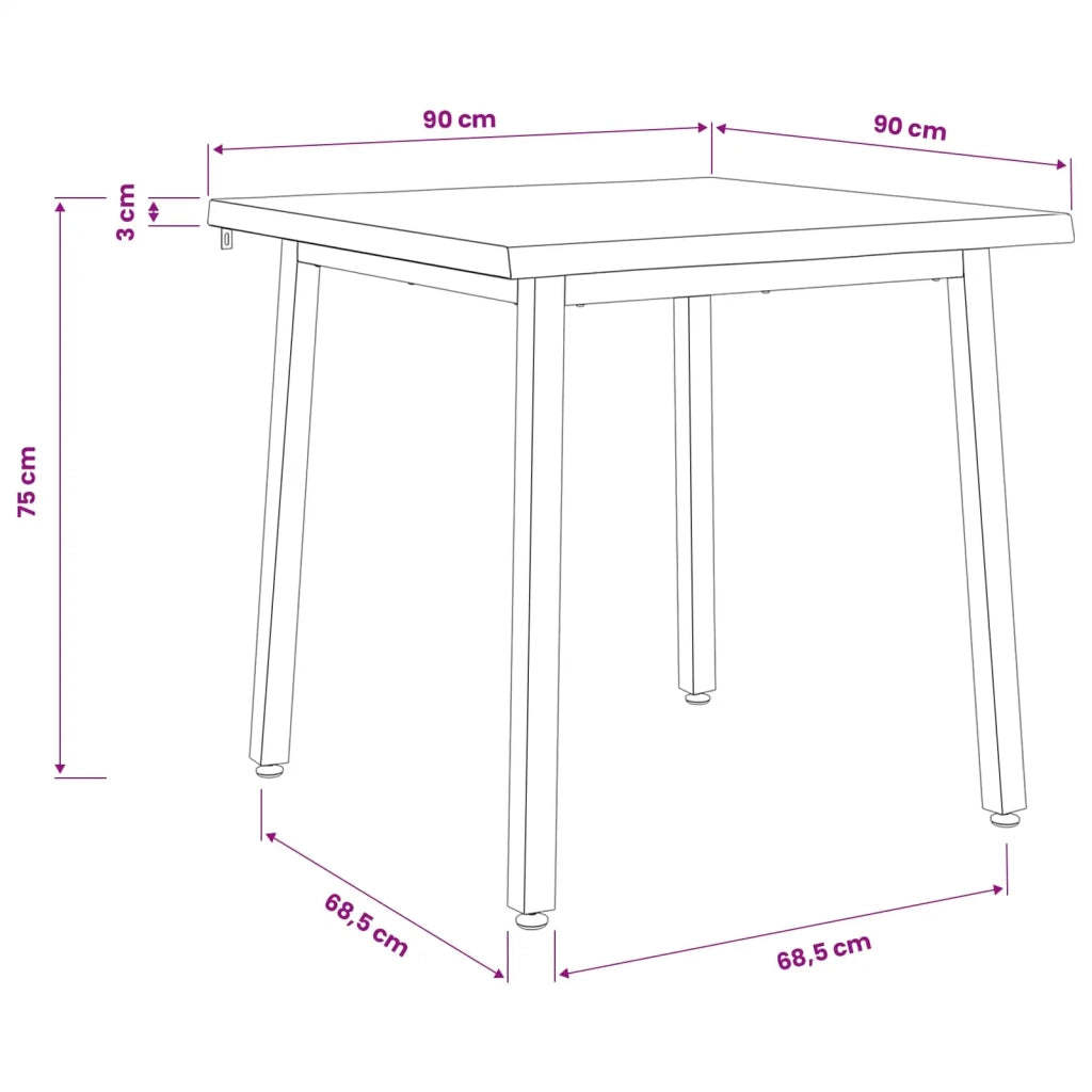 90 x 90 x 75 cm Legno di Acacia Massello Marrone scuro e Nero 937537