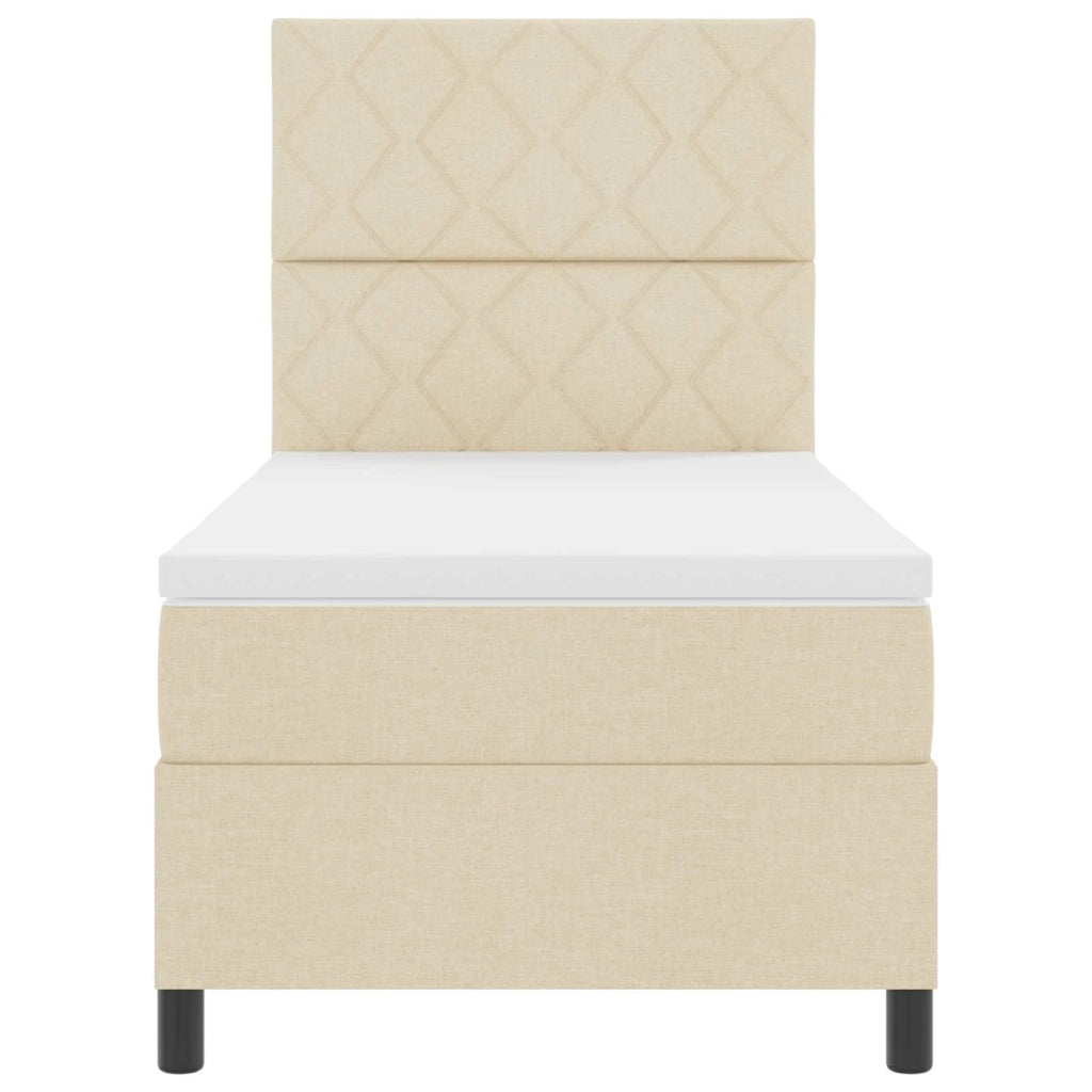 Letto a molle con materasso Crema 100 x 200 cm Tessuto 3339446
