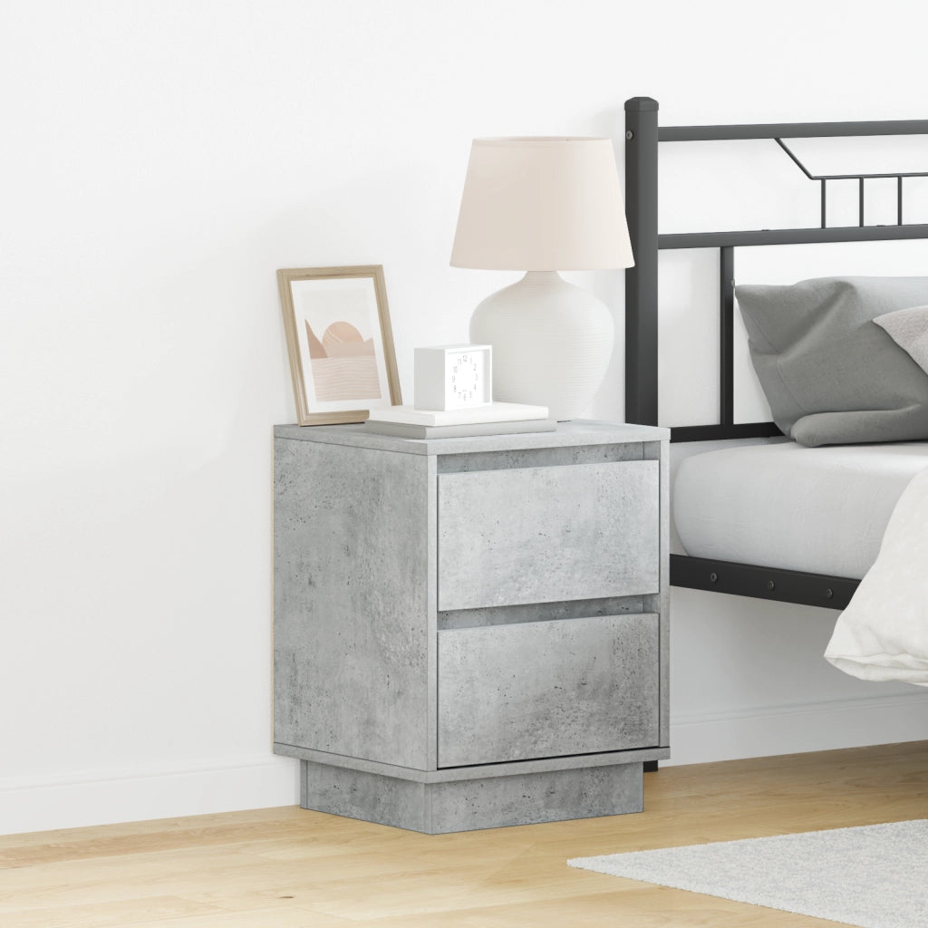 Comodino con luci LED grigio cemento 39x34.5x50 cm