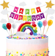 Decorazioni per Festa di Compleanno con Ballooni Arcobaleno e Nuvole, Decorazione per Feste e Decorazioni per Torta per Bambini e Feste di Compleanno
