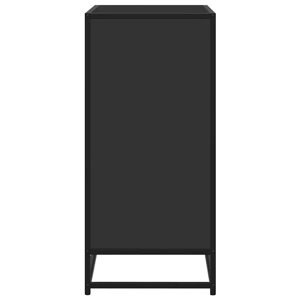 Credenza Rovere Nera 68x35x76 cm in Truciolato e Metallo 848974