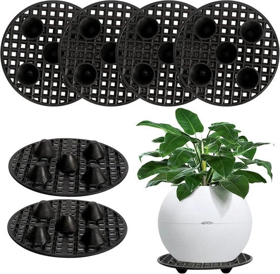 Stand per piante 6 pezzi con griglia di drenaggio e supporti a rete - Adatto per esterno e interno - Drenaggio per giardino e vasi di 20 cm - Piastra rotonda di plastica.